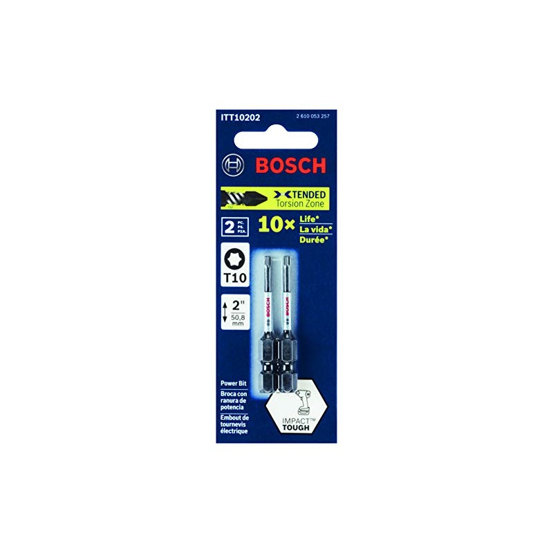 BOSCH ITT10202 2-Pack 2 In. Torx #10 Impact Tough Screwdriving