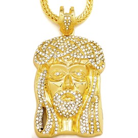 GWOOD Jesus Pendant with 36 Inch Franco Chain Gold Color