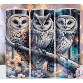 Handmade Watercolor Cute Owl Owls  20oz Tumbler Insulated Travel Mug