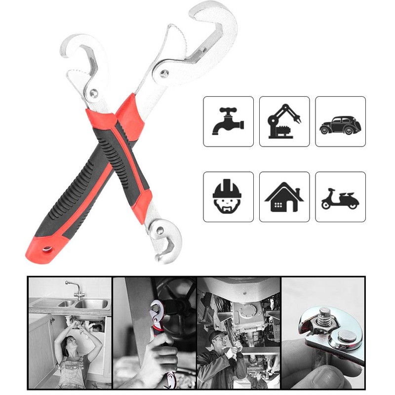 Hilitand 2Pcs Multifunction Wrench Set, Double Head Universal Wrench Spanner