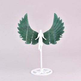 JIC Gem Large Crystal Angel Wings Natural Green Aventurine Healing Crystal Stone Hand-Carved Gemstone Angel Figurine Meditation Reiki Home Decor Gift(1pair,12cm)