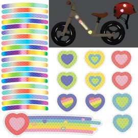 Reflective Stickers Bicycle, Pack of 31 Reflective Stickers, High Visibility Reflective Strips, Waterproof Bicycle Stickers for Frame, Safety Reflective Tape (Heart)