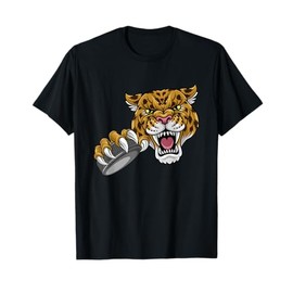 Jaguar Leopard Cheetah Panther Ice Hockey Cartoon Character T-Shirt