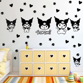 Vinyl Wall Art Decal - Kuromi - 7" x 9" Each - Trendy Cool Fun Anime Inspiring Design Sticker for Home Kids Room Playground Gaming Room Playroom Comics Storefront Decor