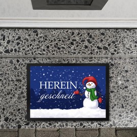 speecheese Snowman Doormat in 35 x 50 cm as a Beautiful Decoration for the Entrance to Advent, Christmas and Winter Time for Your Home