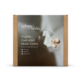 Urban Veda Organic Cotton Muslin Cloths | Certified 100% Organic Cotton | Dual sided | Adult and Baby Face Cloth | Simple Face Towel | Eco Friendly | Flannels Face Cloth | Pack of 3 with Travel Bag