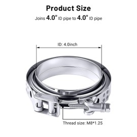 EVIL ENERGY 4.0 Inch Quick Release V Band Clamp with Flange Male Female Mild Steel, 4PCS