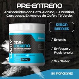 COURA Suplemento Pre-Entreno en Polvo Pre Workout Cordyceps y Beta-Alanina