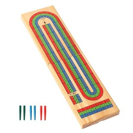 GSE Games  Sports Expert - Tabla plegable de madera de 3 pistas codificada por colores con 6 clavijas de plástico, juego de mesa de cuna portátil de  