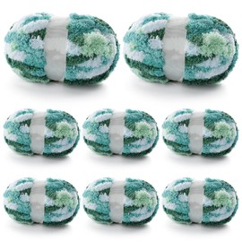 8 Pcs Chunky Yarn for Hand Knitting - Chunky Chenille Yarn for Crocheting - Fluffy Yarn for Crochet - Jumbo Yarn for Hand Knitting 227 yds 61.6 oz of Super Bulky Yarn (Mint-Teal-Green)
