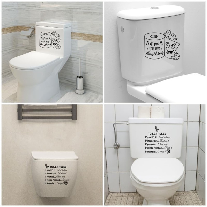 2 PCS Art Funny DIY Decor Decal Bath Room Door