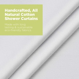 Bean Products Cotton Shower Curtain (White), [70" x 74"] | All Natural Materials - Made in USA | Works with Tub, Bath and Stall Showers
