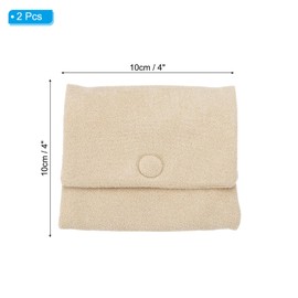 PATIKIL Travel Jewelry Pouches, 2 Pcs Soft Portable Small Velvet Jewelry Bags with Snap Button and Zipper for Earrings Necklace Bracelets Storage Travel, Beige, 4" x 4"