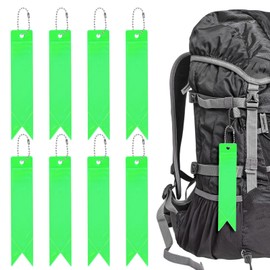 TIXIPEM Safety Reflector Pendants [8PCS] - Reflective Safety Keychain Gear with Chain Use for Backpack & Running & Cycling - [Grass Green-5.9IN/15CM] Double-Sided Reflective Tags