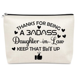 Sazuwu Daughter in Law Gifts from Mother in Law Makeup Bag Thank You for Being My Daughter In-Law Gift Cosmetic Organizer Bag Travel Birthday Christmas Mother's Day Wedding Present