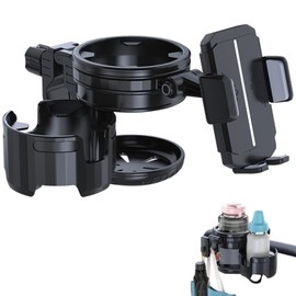 4-in-1 Universal Stroller Cup Holder – Adjustable Single/Double Cup & Phone Holder, 360° Rotatable, Anti-Slip Silicone Grip, Spill-Proof Design for Baby Strollers, bicycles,Wheelchairs, Shopping Carts