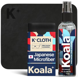 Koala Eyeglass Lens Cleaner Spray Kit | (1x) Glasses Cleaner Bottle + (1x) Microfiber Cloth | Alcohol Free Eyeglasses, Screen, and Camera Cleaning Kit | Made in USA (2 Piece Set)
