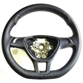 RedlineGoods Steering Wheel Cover Compatible with Volkswagen Tiguan 2018-21 Tailored - Not Universal Genuine Italian Black Suede (Alcantara) with Blue Thread