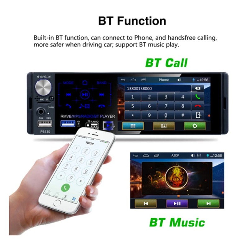 Baceyong Car Radio Bluetooth FM Tuner 4.1 inch Touch Screen