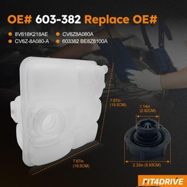 Fit4drive 603-382 Front Radiator Coolant Expansion Tank with Cap for Ford Focus 2012-2018, Escape, C-Max, Transit Connect 8V618K218AE
