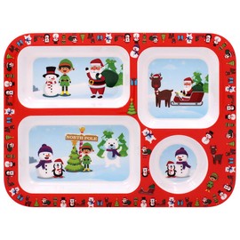 Little Stars Christmas Childrens Mealtime Tray, Lightweight sectioned Plate for Kids & Toddlers 4 compartments
