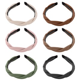 KEUKORZ Wide Braids Headbands - 6Pcs Multicolored Knotted Hairbands for Women’s Thick Hair - Fashion Accessories Women Hair Bands for Makeup Washing Face(5 Colors)