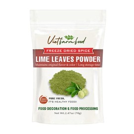 LIME LEAVES POWDER 2.47 Oz (70g) VIETFARMFOOD: Pure, natural freeze-dried spice made from real vegetables and fruits - perfect for enhancing every meal, from cooking, baking, salads, soups, sauces