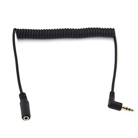 3.5mm Stereo Audio Cable, Haokiang 90 Degree Coiled Spring 3.5mm(1/8") 3Pole Male to Female 1 to 6Ft Audio Aux Extension Cable for Home/Car Stereo,Phone,Headset and More (TRS M/F)