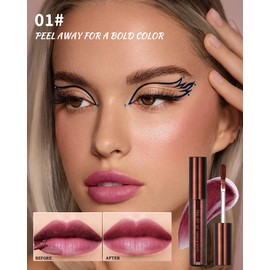 Peel Off Lip Liner Stain, Long Lasting Waterproof Transfer-Proof Lip Tint Stain Peel Off, Non-stick High Pigmented Lip Gloss Lipliner Tattoo, Liquid Tinted Lipstick, Lip Makeup Gift for Women Girl-01