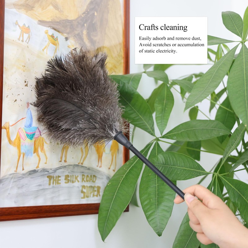 MehelloFeather Ostrich Feather Duster 15Inch Natural Fluffy Handheld Feather Dusters