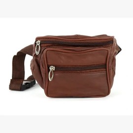 Kids Leather Fanny Pack – Small Waist Bag for Boys & Girls with Adjustable Strap – Lightweight Travel Belt Bag with Multiple Compartments (Brown)