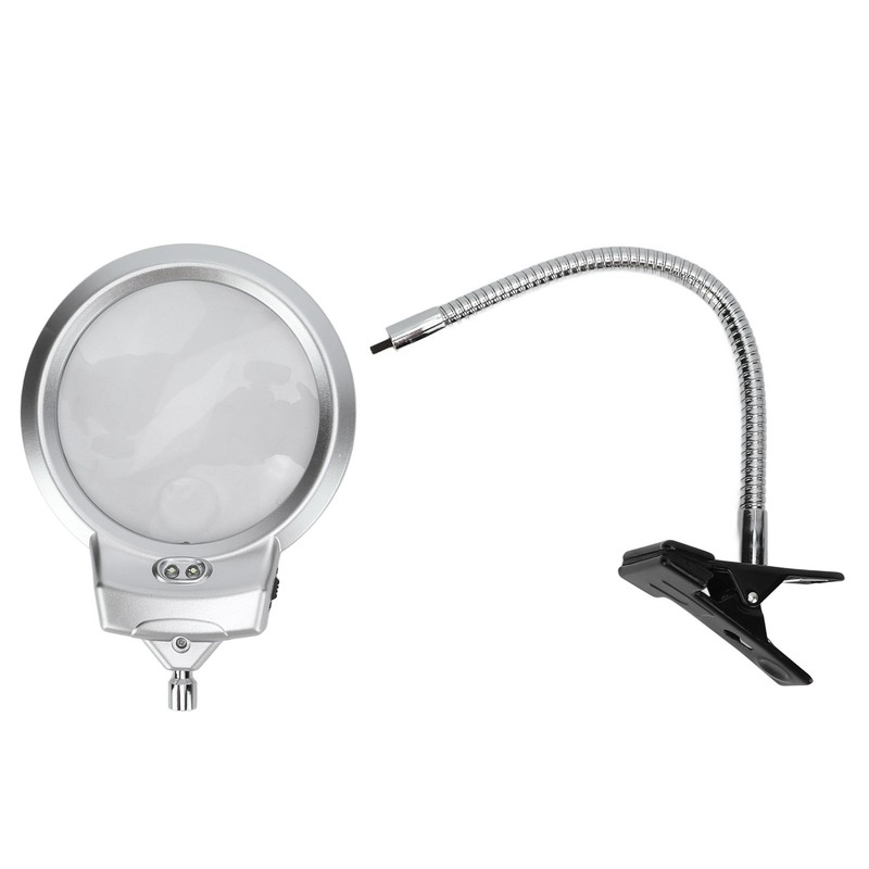 LED Illuminating Magnifier with Clamp Optical Lens Adjustment Hose Magnifying