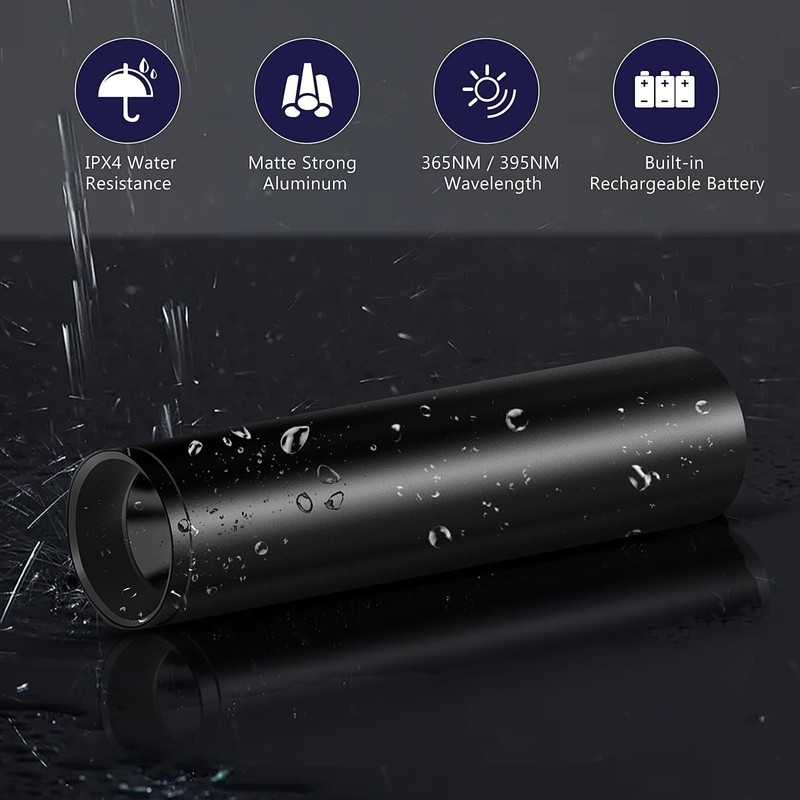 UV Flashlight 365nm & 395nm uv Light, Mini Powerful Rechargeable