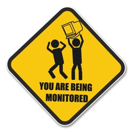 2 x 10cm Funny Joke Warning Sign Monitored Vinyl Sticker Decal Laptop Car #6200 (10cm x 10cm)