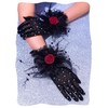 Campsis Lace Gloves Short Black Gloves Flora Rhinestone Glove for