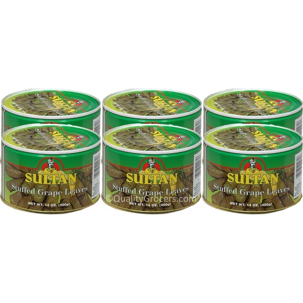 Sultan Stuffed Grape Leaves, 14 Ounce Each, Pack of 6