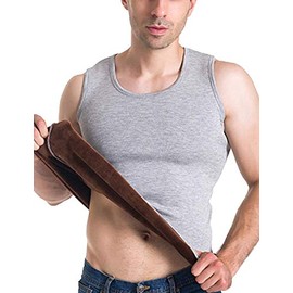 Flygo Mens Cotton Winter Warm Thermal Tank Top Fleece Lined Underwear Sleeveless Vest (Light Grey, Small)