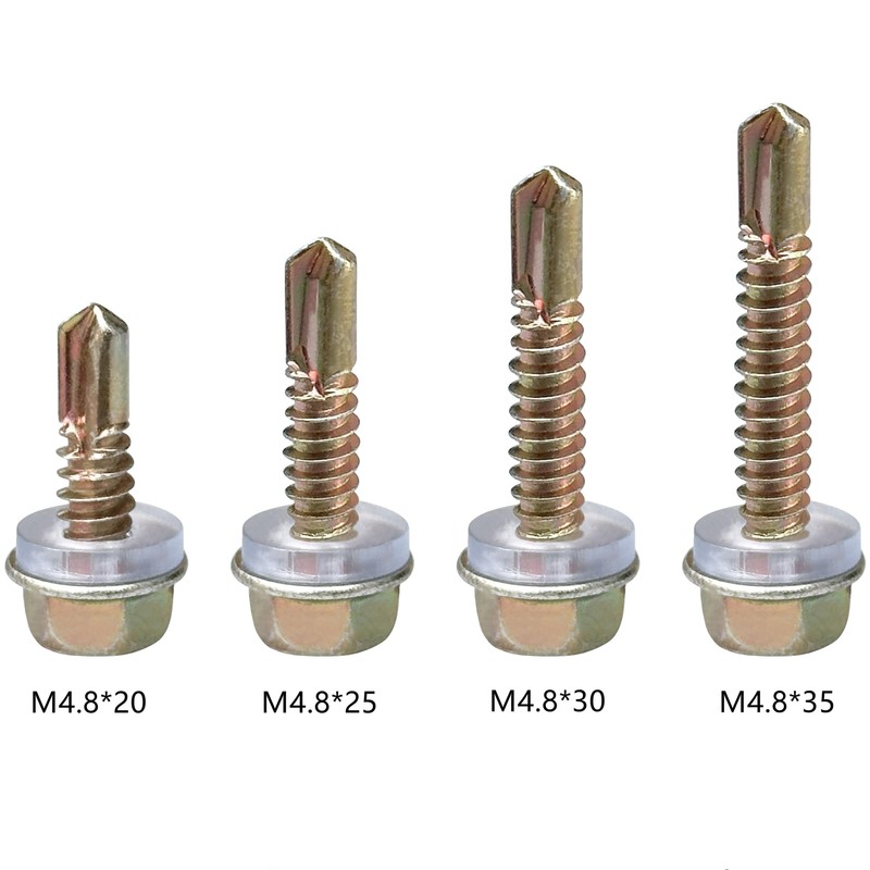50 PCS Hexagon Self Tapping Self Drilling Screws with Pads