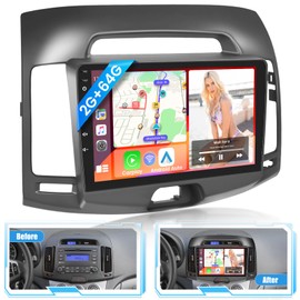 [2+64G] Car Stereo for Hyundai Elantra 2007 2008 2009 2010 with Wireless CarPlay Android Auto, 9 Inch Touch Screen Android 13 GPS Navigation Stereo with WiFi RDS Radio BT EQ SWC AHD Backup Camera