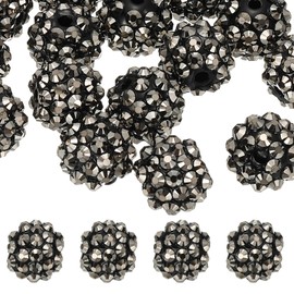 PATIKIL 14mm Resin Rhinestone Beads for Beadable Pen, 20 Pack Ball Disco Sparkly Chunk Round Focal Bubblegum Beads for Jewelry Making Craft Necklace Chain Bracelets DIY, Silver/Black
