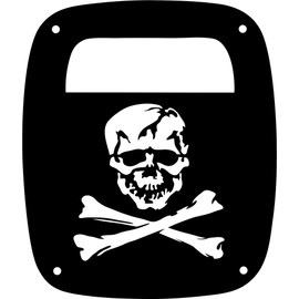 JeepTails Skull and Bones Jolly Roger Tail lamp Light Covers Compatible with Jeep Wrangler TJ and YJ - Black - Set of 2
