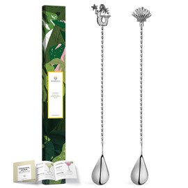 Homestia Bar Spoon Set, Drink Mixing Spoons, for Mixing Glass and Shaker, Stainless Steel Cocktail Stirrer Sets, Heavyweight Drink Stirrers, Professional Spoon Set, 12'' Set of 2 (Mermaid Shell)