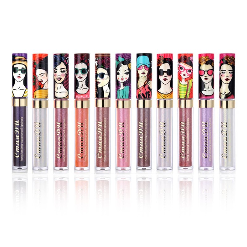 RoseFlower 11 Colours Glitter Lipstick, Glitter Liquid Lipsticks Set, Metallic