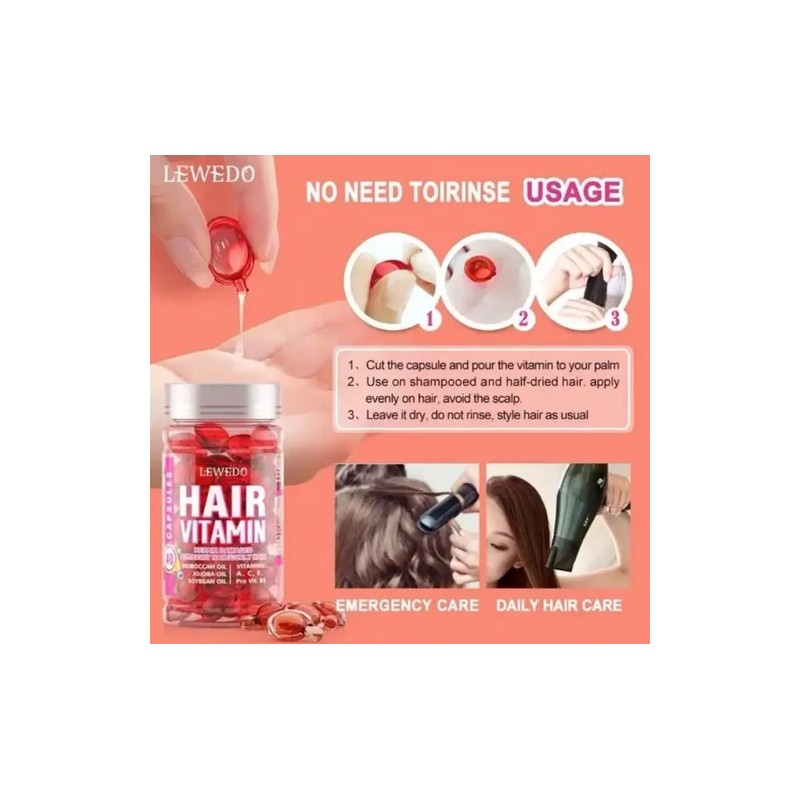 Cápsulas Vitaminas Cabello Reparación Brillo