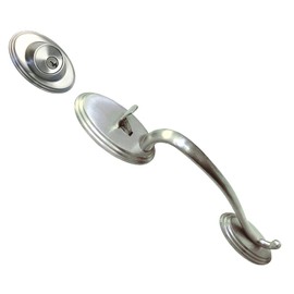 eBuilderDirect Satin Nickel Lock Door Lever Handle Entry/Privacy/Passage/Dummy/Deadbolt/Handleset 838DC (Front Door Handle Set Right handed Keyed Alike)