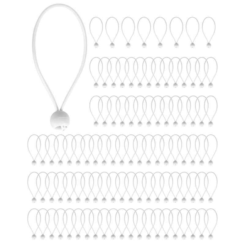 QWORK® 100 pcs Bungee Cord with Balls, 6 inch, White