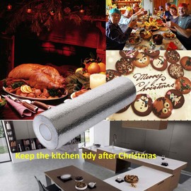 Kitchen Backsplash Wallpaper Sticker, Peel & Stick Aluminum Foil Contact Paper Self Adhesive Wall Sticker for Countertop Drawer Liner Shelf Liner Kitchen Stove Stickers