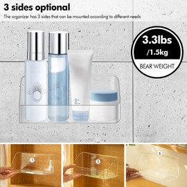 Poeland Wandmontierter Aufbewahrungs-Organizer, kein Bohren, Badezimmer-Regal, transparente Aufbewahrungsbox für Wohnmobil, Badezimmer, Schlafzimmer, Spiegelschränke (transparent)