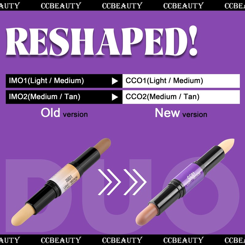 CCbeauty 2-IN-1 Matte Contour Stick Makeup,Cream Dual Highlighter Bronzer Stick,