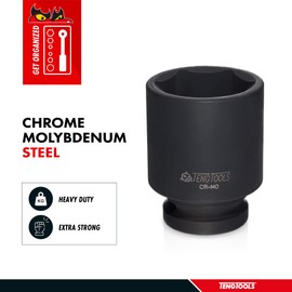 Teng Tools 1-1/16 Inch DIN 6 Point SAE Shallow/Regular 1/2 Inch Drive Chrome Molybdenum Impact Socket | Mechanic Tool | Hand Tool - 920134